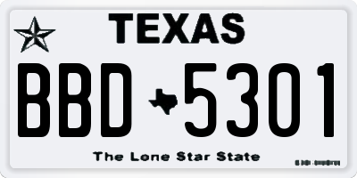 TX license plate BBD5301