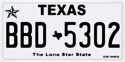 TX license plate BBD5302
