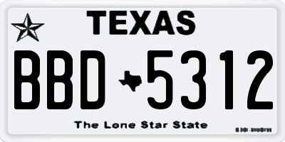 TX license plate BBD5312