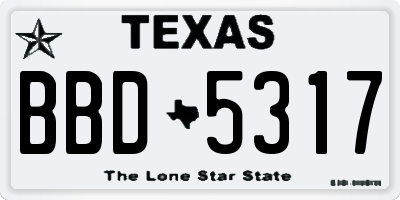 TX license plate BBD5317