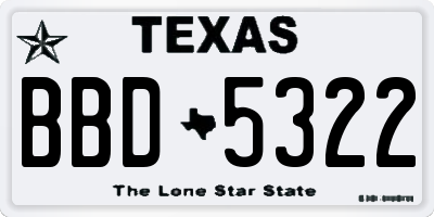 TX license plate BBD5322