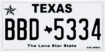 TX license plate BBD5334
