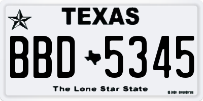 TX license plate BBD5345