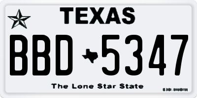TX license plate BBD5347