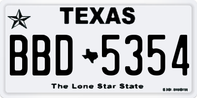 TX license plate BBD5354