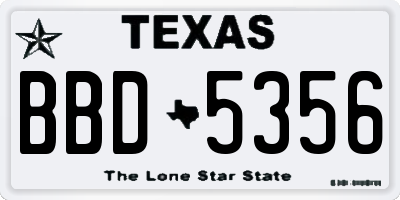 TX license plate BBD5356