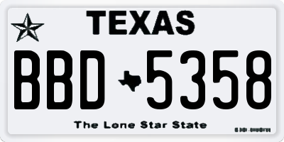 TX license plate BBD5358