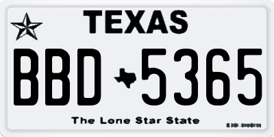 TX license plate BBD5365