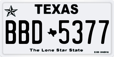 TX license plate BBD5377