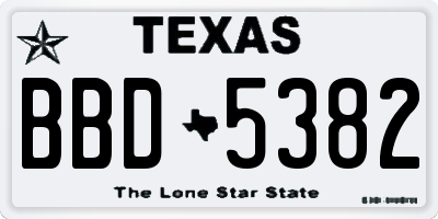 TX license plate BBD5382