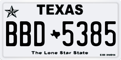 TX license plate BBD5385