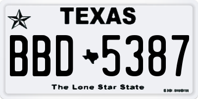 TX license plate BBD5387