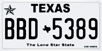 TX license plate BBD5389