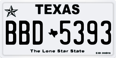 TX license plate BBD5393