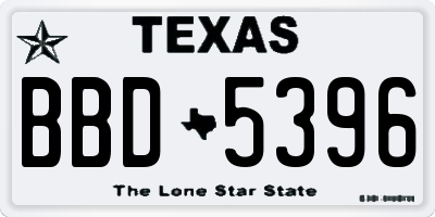 TX license plate BBD5396