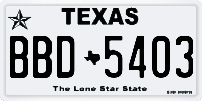 TX license plate BBD5403