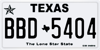 TX license plate BBD5404