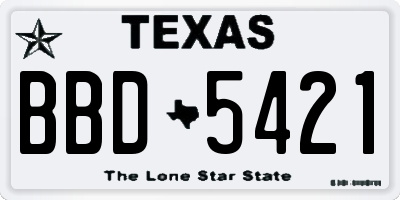 TX license plate BBD5421