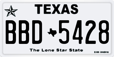 TX license plate BBD5428