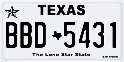 TX license plate BBD5431