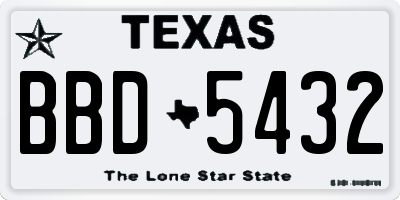 TX license plate BBD5432