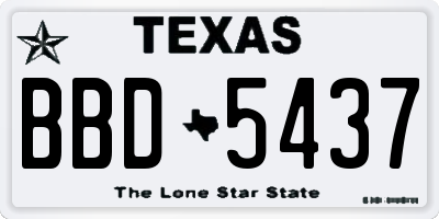 TX license plate BBD5437
