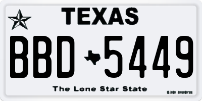TX license plate BBD5449
