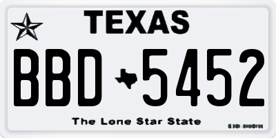 TX license plate BBD5452
