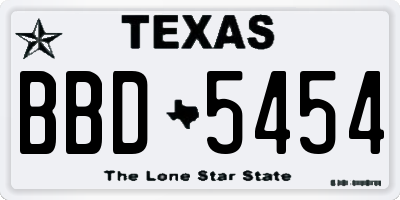TX license plate BBD5454