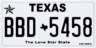 TX license plate BBD5458