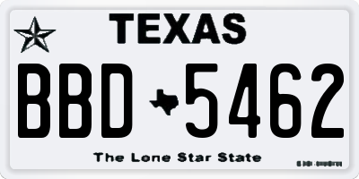 TX license plate BBD5462