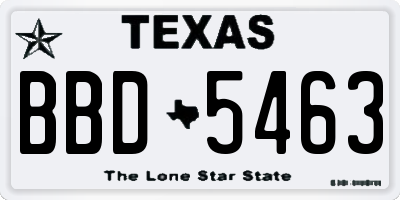 TX license plate BBD5463