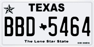TX license plate BBD5464