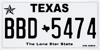 TX license plate BBD5474