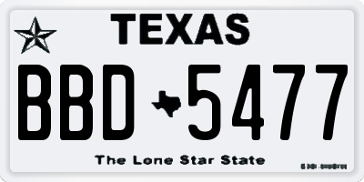 TX license plate BBD5477