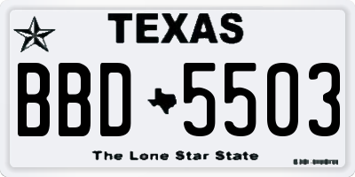 TX license plate BBD5503