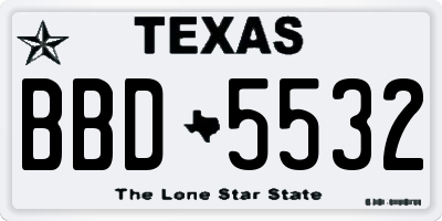 TX license plate BBD5532