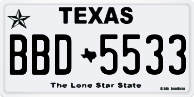 TX license plate BBD5533
