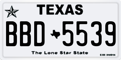 TX license plate BBD5539