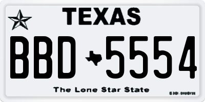 TX license plate BBD5554