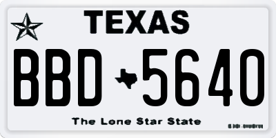 TX license plate BBD5640