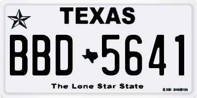 TX license plate BBD5641