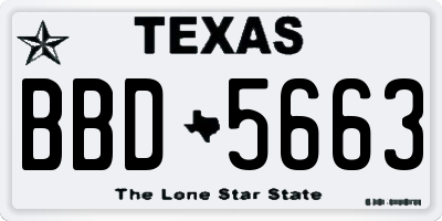 TX license plate BBD5663