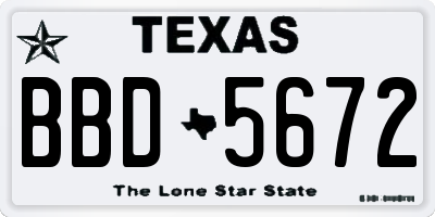 TX license plate BBD5672