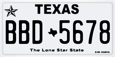 TX license plate BBD5678