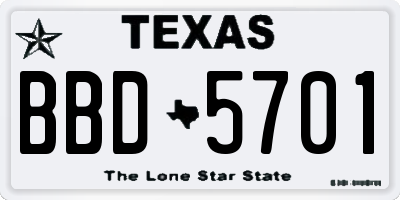 TX license plate BBD5701