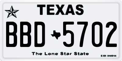TX license plate BBD5702