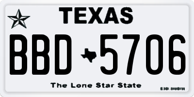 TX license plate BBD5706