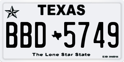 TX license plate BBD5749