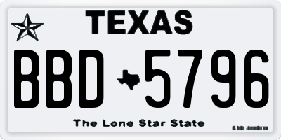 TX license plate BBD5796